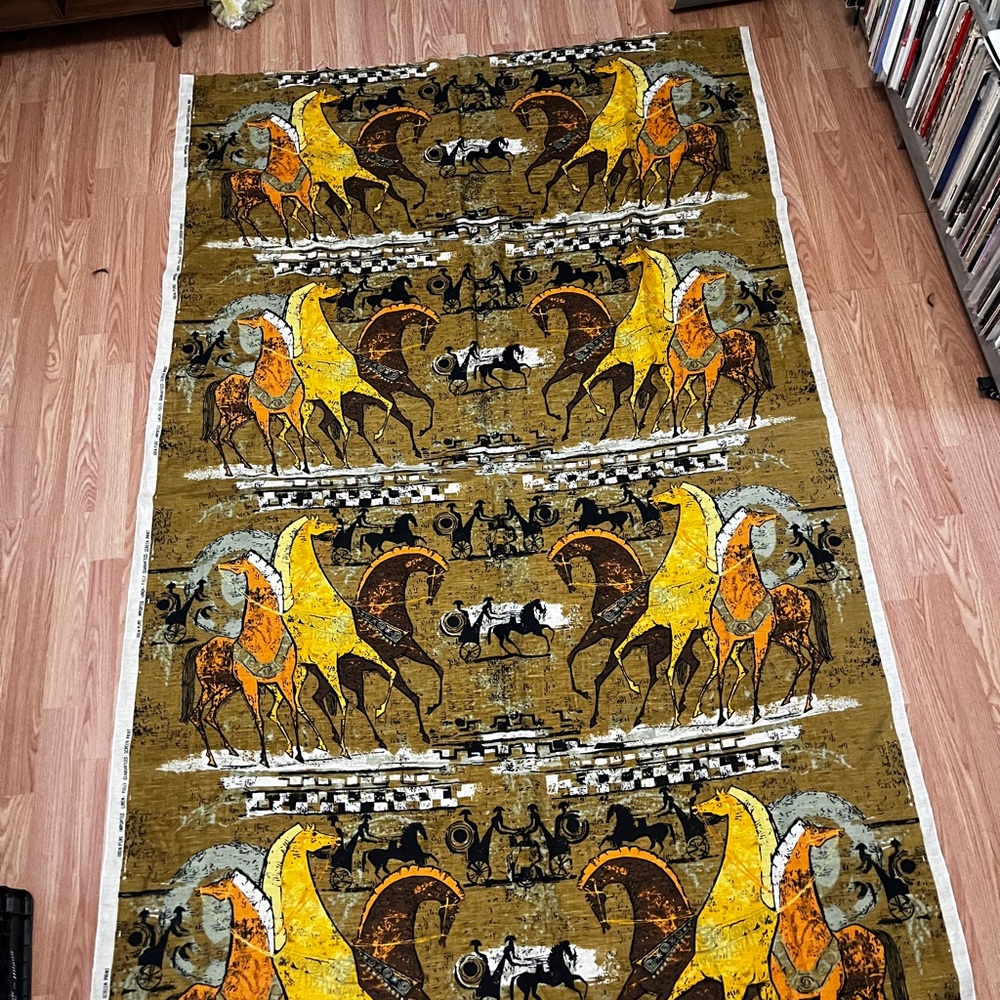 Vintage Brutalist Horse Pattern fabric/ upholstery